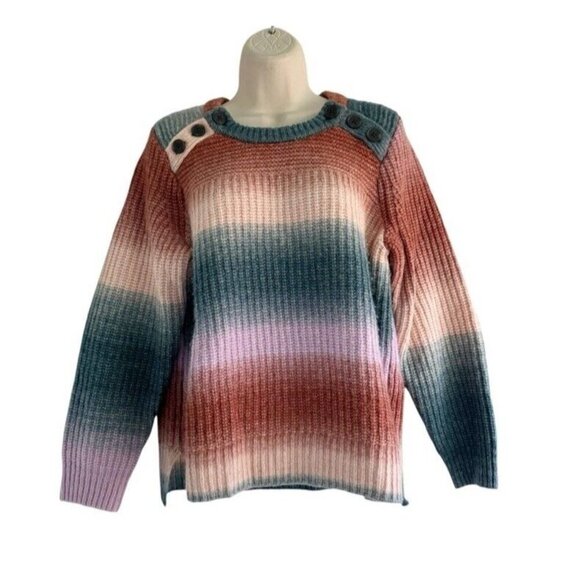 Madewell Women's Sz L Space Dyed Button Shoulder Wool & Alpaca Blend Sweater - Picture 2 of 8
